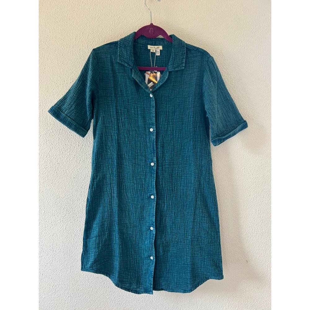 NWT Simple Noelle 100% Cotton Gauzy Blue Tunic Dress